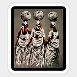 African Women carrying Children, African Artwork Sticker